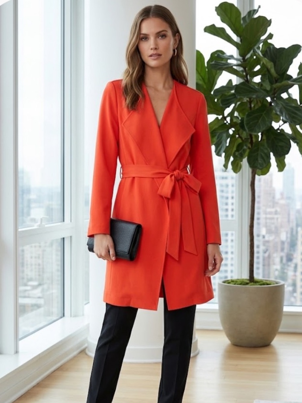 Rachel Zoe Tie-Waist Drape Front Jacket Size XL